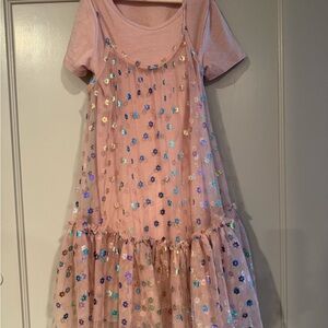 Pink Floral Overlay Dress by Cotton On Kids